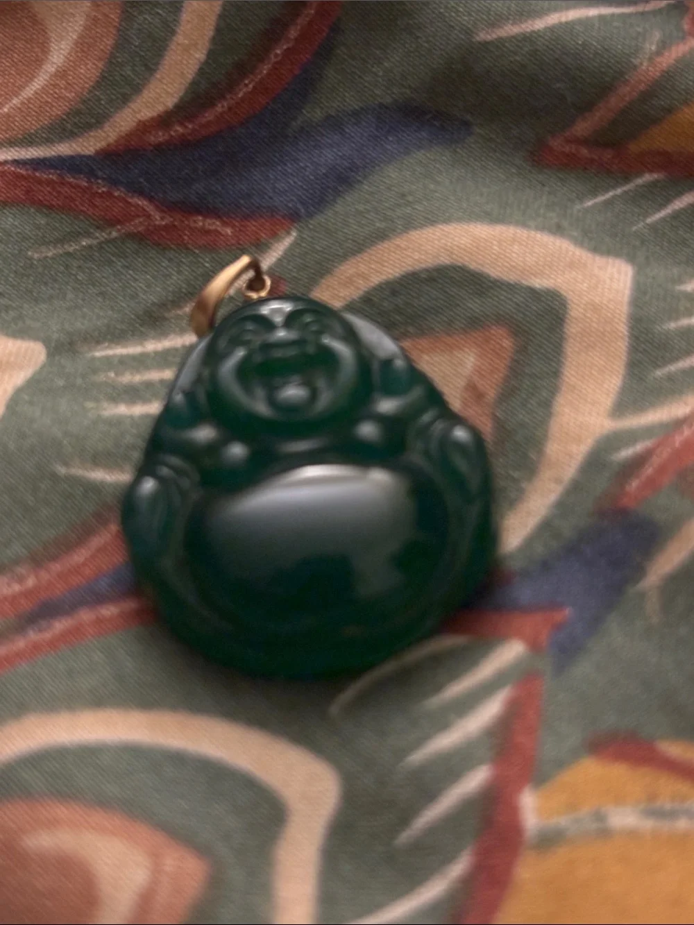 14K Aventurine Laughing Buddha Pendant Necklace
